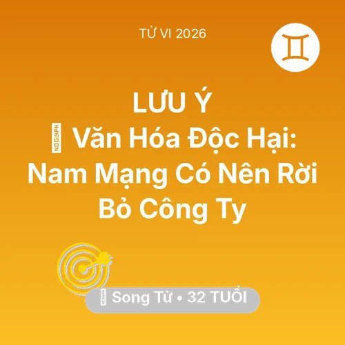 Vận hạn Song Tử sinh năm 1994 trong năm (2026): 🛑 Văn Hóa Độc Hại: Nam Mạng Song Tử Có Nên Rời Bỏ Công Ty