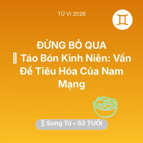 Xem tử vi Song Tử sinh năm 1973 Nam Mạng: 🆘 Táo Bón Kinh Niên: Vấn Đề Tiêu Hóa Của Nam Mạng Song Tử