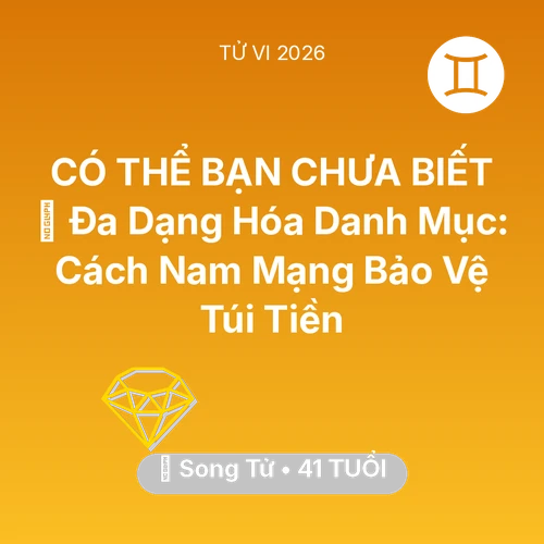 Vận hạn Song Tử sinh năm 1985 trong năm (2026): 🧩 Đa Dạng Hóa Danh Mục: Cách Nam Mạng Song Tử Bảo Vệ Túi Tiền