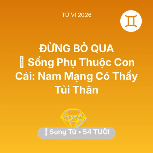 Vận hạn Song Tử sinh năm 1972 trong năm (2026): 👵 Sống Phụ Thuộc Con Cái: Nam Mạng Song Tử Có Thấy Tủi Thân