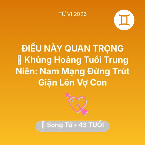Vận hạn Song Tử sinh năm 1983 trong năm (2026): 📉 Khủng Hoảng Tuổi Trung Niên: Nam Mạng Song Tử Đừng Trút Giận Lên Vợ Con