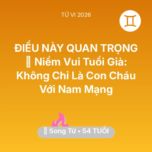 Tử vi Song Tử sinh năm 1972 trong năm 2026: 🌟 Niềm Vui Tuổi Già: Không Chỉ Là Con Cháu Với Nam Mạng Song Tử