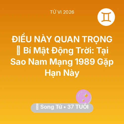 Vận hạn Song Tử sinh năm 1989 trong năm (2026): 🤫 Bí Mật Động Trời: Tại Sao Nam Mạng Song Tử 1989 Gặp Hạn Này