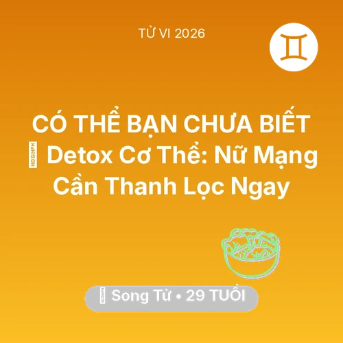 Vận hạn Song Tử sinh năm 1997 trong năm (2026): 🌟 Detox Cơ Thể: Nữ Mạng Song Tử Cần Thanh Lọc Ngay