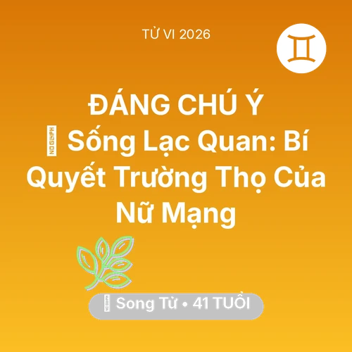 Vận hạn Song Tử sinh năm 1985 trong năm (2026): 🌟 Sống Lạc Quan: Bí Quyết Trường Thọ Của Nữ Mạng Song Tử