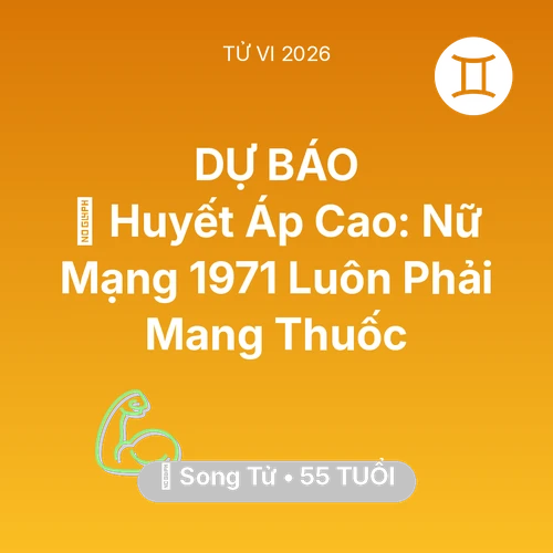 Vận hạn Song Tử sinh năm 1971 trong năm (2026): 🩸 Huyết Áp Cao: Nữ Mạng Song Tử 1971 Luôn Phải Mang Thuốc