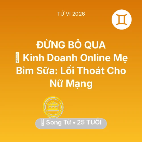 Vận hạn Song Tử sinh năm 2001 trong năm (2026): 💼 Kinh Doanh Online Mẹ Bỉm Sữa: Lối Thoát Cho Nữ Mạng Song Tử