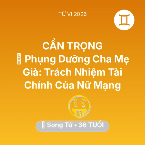 Vận hạn Song Tử sinh năm 1990 trong năm (2026): 👵 Phụng Dưỡng Cha Mẹ Già: Trách Nhiệm Tài Chính Của Nữ Mạng Song Tử