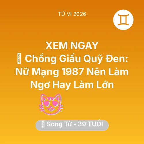 Vận hạn Song Tử sinh năm 1987 trong năm (2026): 💸 Chồng Giấu Quỹ Đen: Nữ Mạng Song Tử 1987 Nên Làm Ngơ Hay Làm Lớn