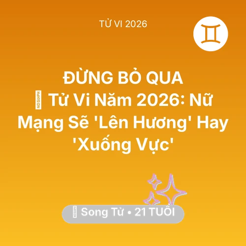 Tử vi Song Tử sinh năm 2005 trong năm 2026: 🔥 Tử Vi Năm 2026: Nữ Mạng Song Tử Sẽ 'Lên Hương' Hay 'Xuống Vực'