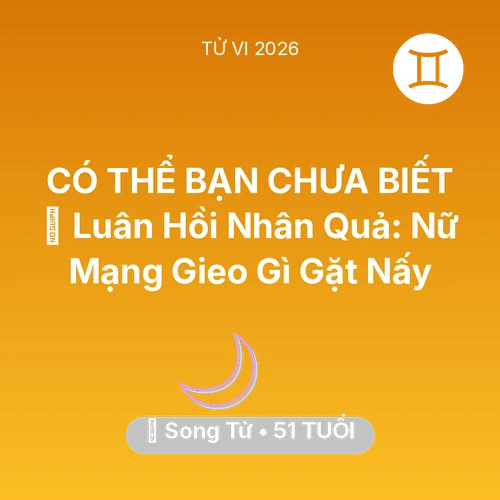 Vận hạn Song Tử sinh năm 1975 trong năm (2026): 🕊️ Luân Hồi Nhân Quả: Nữ Mạng Song Tử Gieo Gì Gặt Nấy