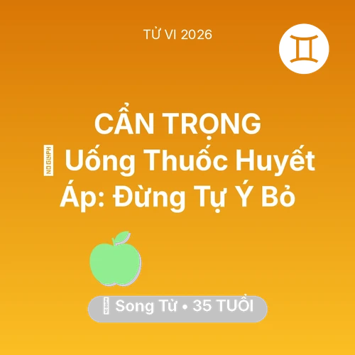 Xem tử vi Song Tử sinh năm 1991 : 💊 Uống Thuốc Huyết Áp: Song Tử Đừng Tự Ý Bỏ
