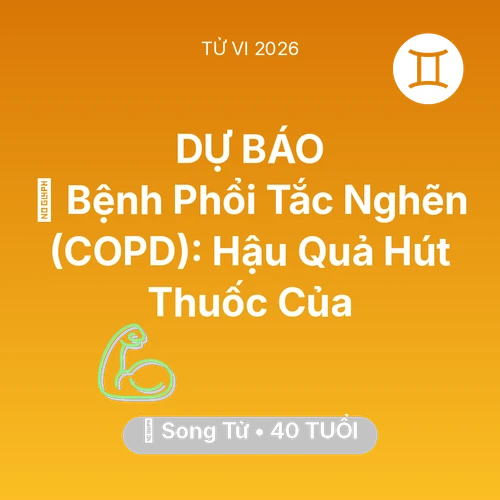 Tử vi Song Tử sinh năm 1986 trong năm 2026: 🚬 Bệnh Phổi Tắc Nghẽn (COPD): Hậu Quả Hút Thuốc Của Song Tử