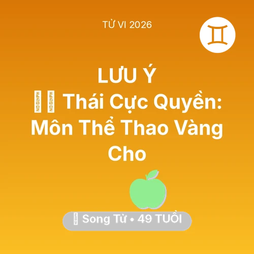 Tử vi Song Tử sinh năm 1977 trong năm 2026: 🧘‍♂️ Thái Cực Quyền: Môn Thể Thao Vàng Cho Song Tử