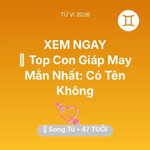 Vận hạn Song Tử sinh năm 1979 trong năm (2026): 🏆 Top Con Giáp May Mắn Nhất: Có Tên Song Tử Không
