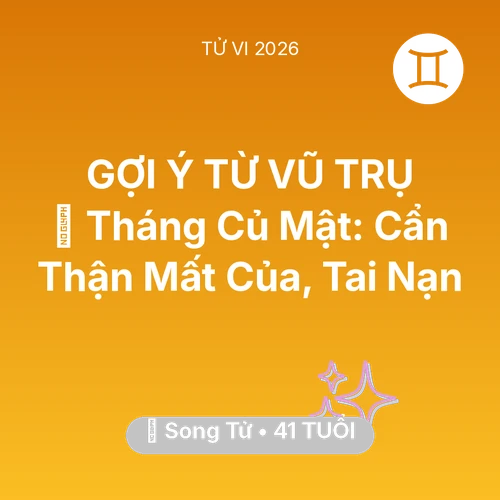Vận hạn Song Tử sinh năm 1985 trong năm (2026): 🛑 Tháng Củ Mật: Song Tử Cẩn Thận Mất Của, Tai Nạn