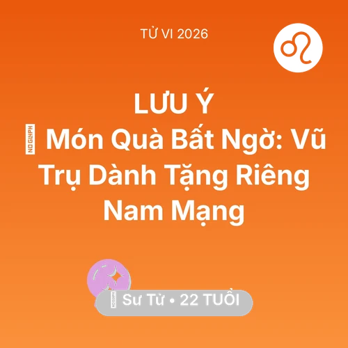 Tử vi Sư Tử sinh năm 2004 trong năm 2026: 🎁 Món Quà Bất Ngờ: Vũ Trụ Dành Tặng Riêng Nam Mạng Sư Tử