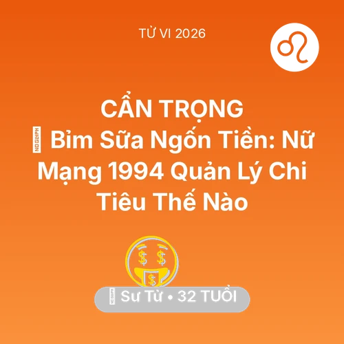 Vận hạn Sư Tử sinh năm 1994 trong năm (2026): 🤱 Bỉm Sữa Ngốn Tiền: Nữ Mạng Sư Tử 1994 Quản Lý Chi Tiêu Thế Nào