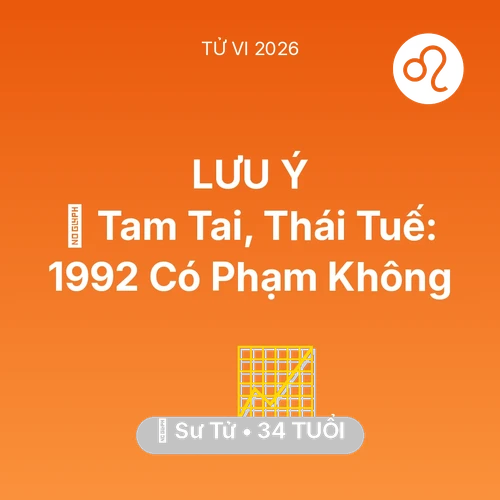 Vận hạn Sư Tử sinh năm 1992 trong năm (2026): 👹 Tam Tai, Thái Tuế: Sư Tử 1992 Có Phạm Không