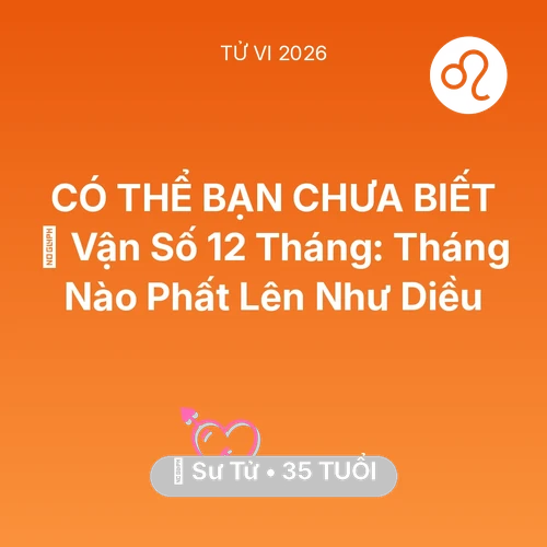 Tử vi Sư Tử sinh năm 1991 trong năm 2026: 📈 Vận Số 12 Tháng: Tháng Nào Sư Tử Phất Lên Như Diều