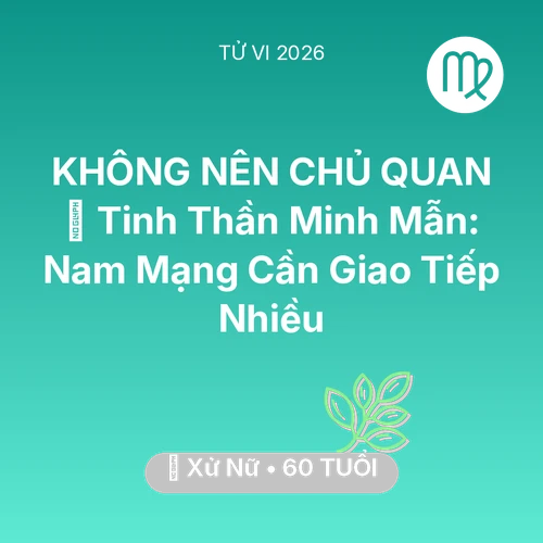 Vận hạn Xử Nữ sinh năm 1966 trong năm (2026): 🗝️ Tinh Thần Minh Mẫn: Nam Mạng Xử Nữ Cần Giao Tiếp Nhiều