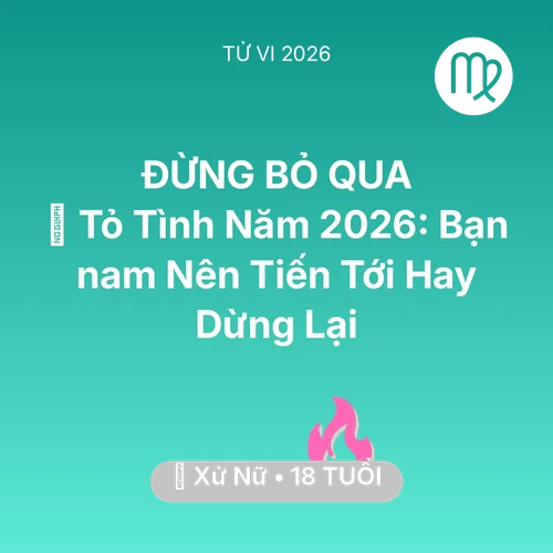 Vận hạn Xử Nữ sinh năm 2008 trong năm (2026): 💘 Tỏ Tình Năm 2026: Bạn nam Xử Nữ Nên Tiến Tới Hay Dừng Lại