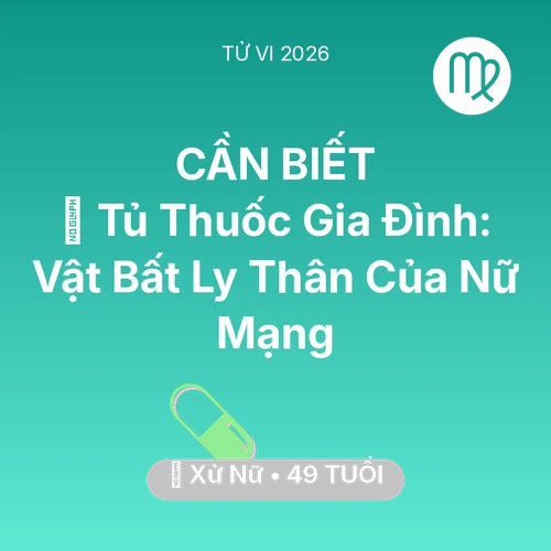 Xem tử vi Xử Nữ sinh năm 1977 Nữ Mạng: 💊 Tủ Thuốc Gia Đình: Vật Bất Ly Thân Của Nữ Mạng Xử Nữ