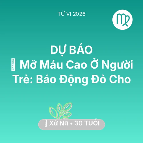 Tử vi Xử Nữ sinh năm 1996 trong năm 2026: 🩸 Mỡ Máu Cao Ở Người Trẻ: Báo Động Đỏ Cho Xử Nữ