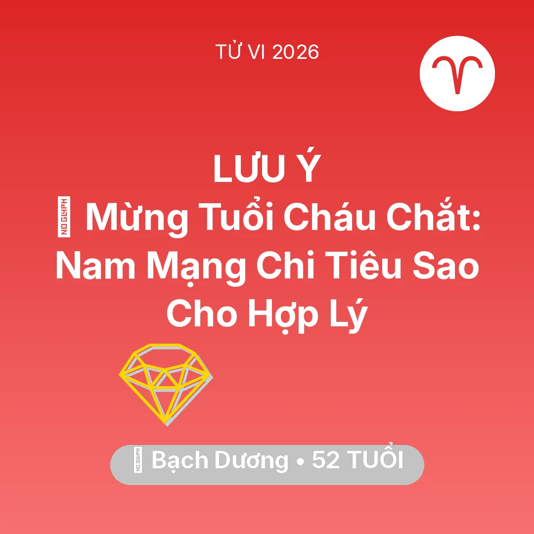 Tổng quan Tài Chính tuổi 52 - Tử vi Bạch Dương sinh năm 1974 trong năm 2026: 💐 Mừng Tuổi Cháu Chắt: Nam Mạng Bạch Dương Chi Tiêu Sao Cho Hợp Lý