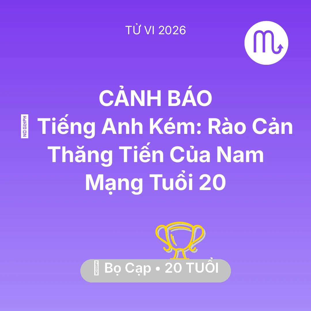 Tổng quan Sự Nghiệp tuổi 20 - Xem tử vi Bọ Cạp sinh năm 2006 Nam Mạng: 🗣️ Tiếng Anh Kém: Rào Cản Thăng Tiến Của Nam Mạng Bọ Cạp Tuổi 20