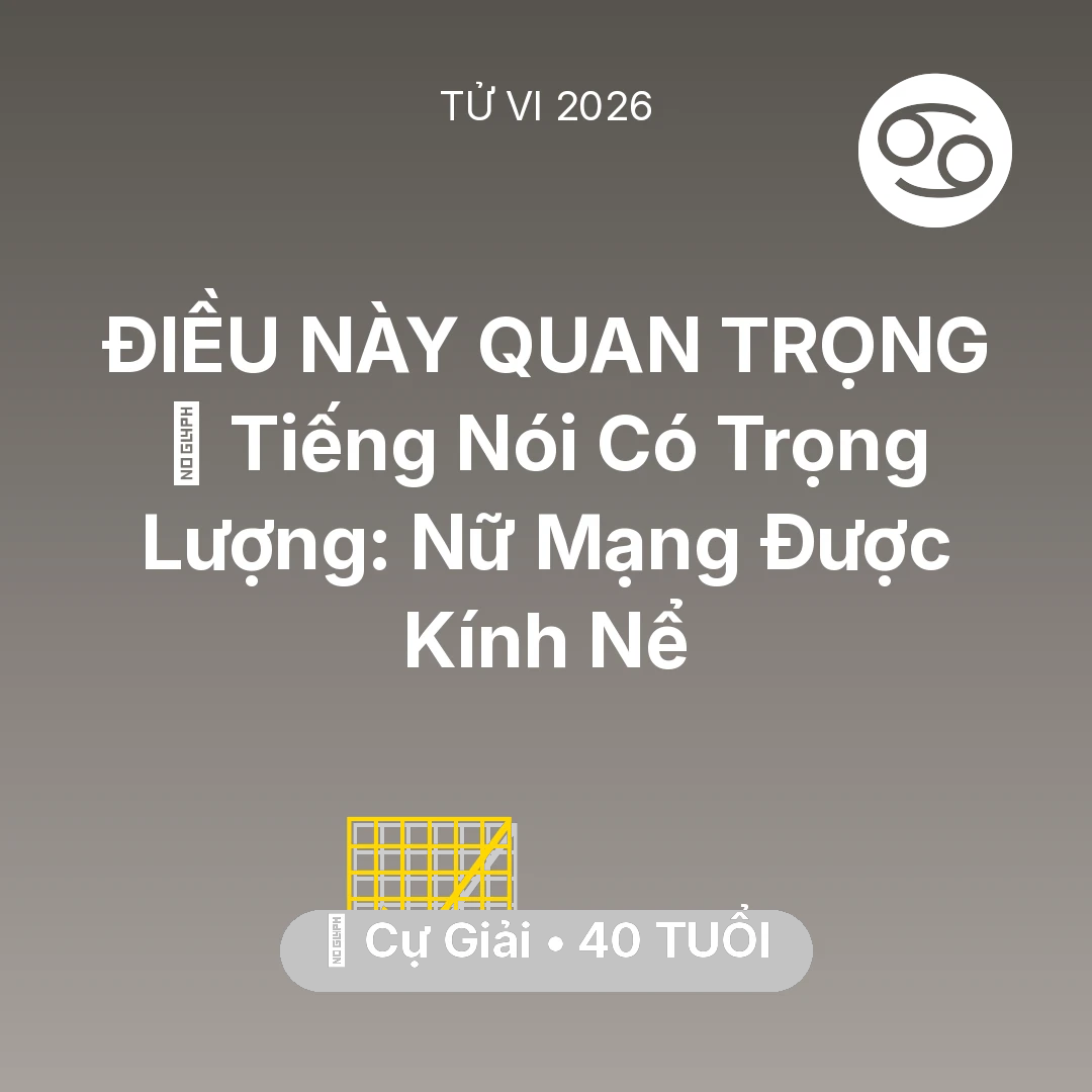 Tổng quan Sự Nghiệp tuổi 40 - Xem tử vi Cự Giải sinh năm 1986 Nữ Mạng: 🗣️ Tiếng Nói Có Trọng Lượng: Nữ Mạng Cự Giải Được Kính Nể