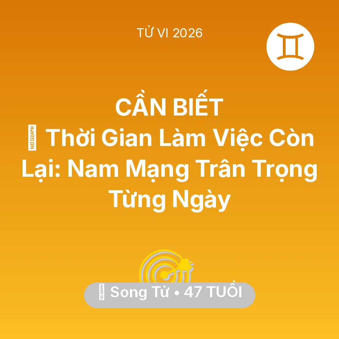 Tổng quan Sự Nghiệp tuổi 47 - Vận hạn Song Tử sinh năm 1979 trong năm (2026): ⏳ Thời Gian Làm Việc Còn Lại: Nam Mạng Song Tử Trân Trọng Từng Ngày