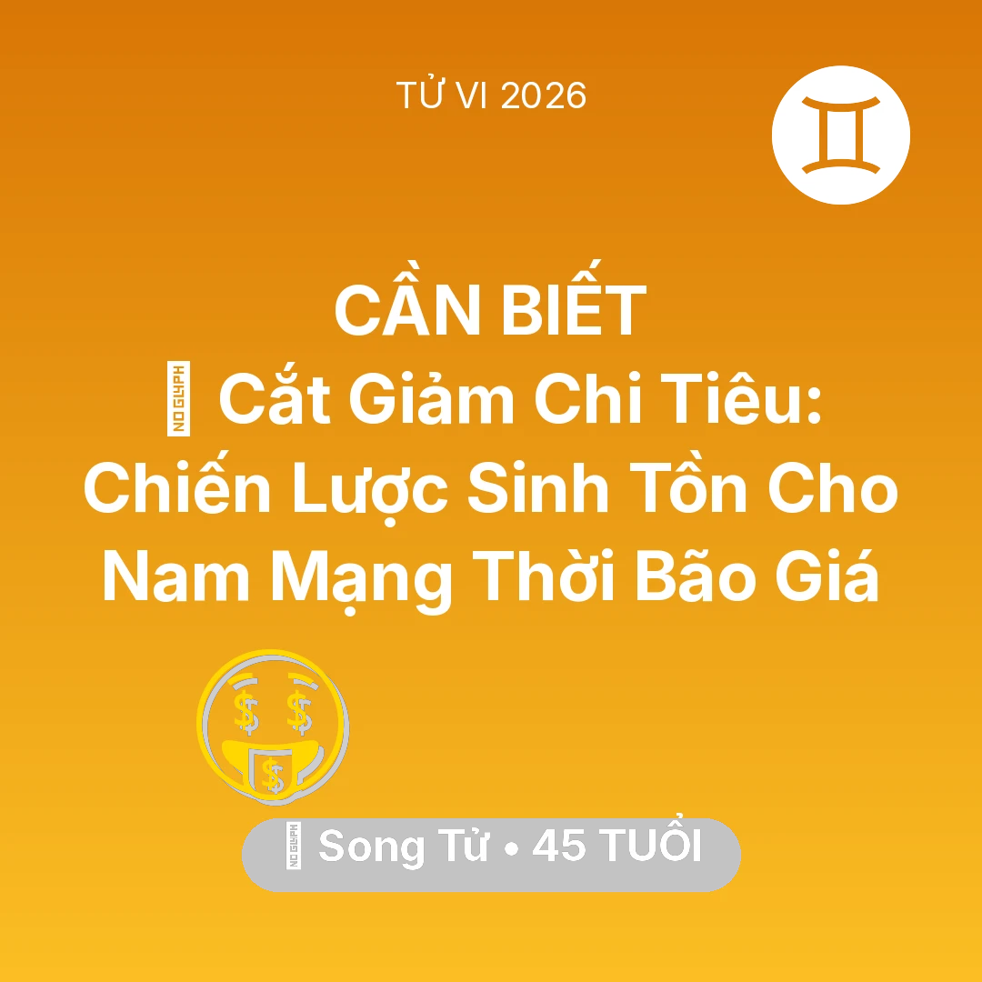 Tổng quan Tài Chính tuổi 45 - Tử vi Song Tử sinh năm 1981 trong năm 2026: 🛑 Cắt Giảm Chi Tiêu: Chiến Lược Sinh Tồn Cho Nam Mạng Song Tử Thời Bão Giá