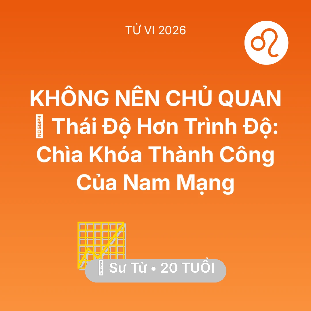 Tổng quan Sự Nghiệp tuổi 20 - Xem tử vi Sư Tử sinh năm 2006 Nam Mạng: 🔑 Thái Độ Hơn Trình Độ: Chìa Khóa Thành Công Của Nam Mạng Sư Tử
