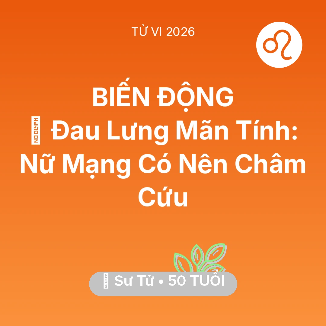 Tổng quan Sức Khỏe tuổi 50 - Vận hạn Sư Tử sinh năm 1976 trong năm (2026): 👵 Đau Lưng Mãn Tính: Nữ Mạng Sư Tử Có Nên Châm Cứu